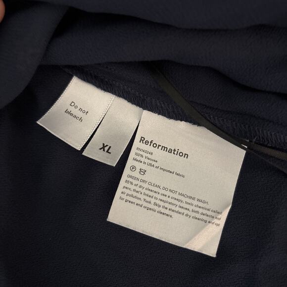 Reformation Women’s XL Winslow Floral Wrap Maxi Dress Viscose Navy Blue Kimono - Picture 5 of 11